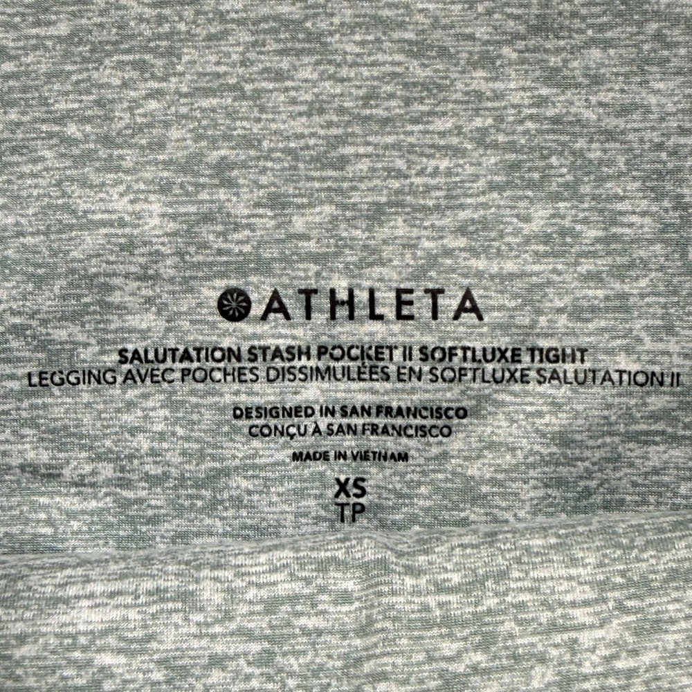 Athleta Salutation Stash Pocket II Softluxe Tight Women XS Grey Leggings Pilates - Picture 6 of 11
